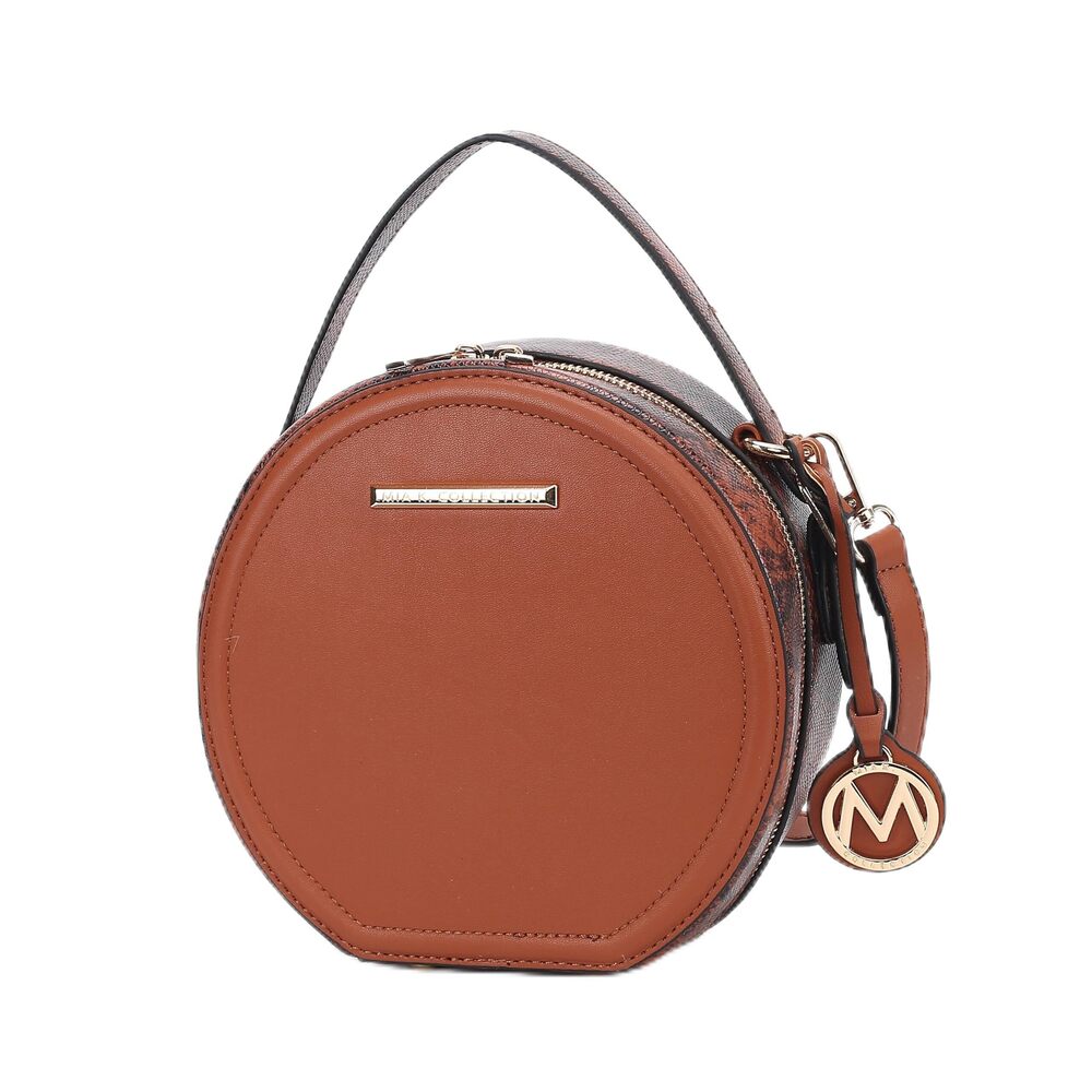 7429 Round Bag , Vegan Leather Circle Crossbody Bag Shoulder Purse by Mia K